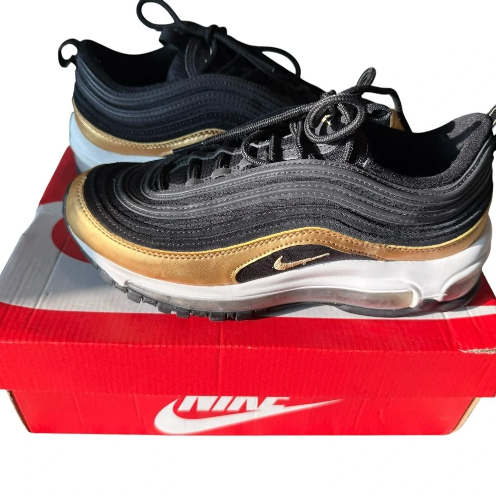 Nike Air Max 97 Black and Gold Shoes - Picture 3 of 6